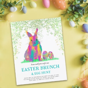 Paas Eieren Jacht Brunch Kleurrijk Schattig Konijn