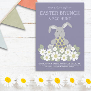 Paas Eieren Jacht Brunch Schattig Konijn Madeliefj Kaart