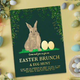 Paas Eieren Jacht Lente Brunch Cute Konijn Eieren Folie Uitnodiging Briefkaart