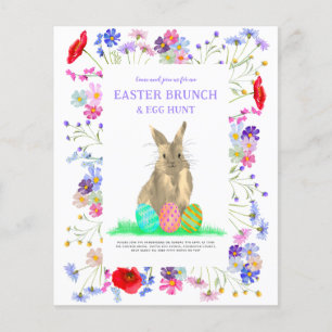 Paas Eieren Jacht Lente Brunch Konijn Bloemen Budg Flyer
