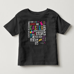 Paas Eieren Jacht Woordwolk met Kindernaam Zwart Kinder Shirts