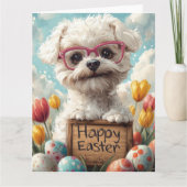 Paas Eieren met Bichon Frise Kaart (Voorkant)