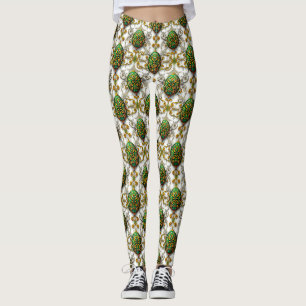 PAAS EIEREN ~ Wit Groen 3D ~  Leggings