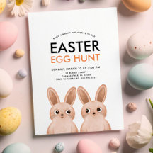 Paas-eierenjachtfeest met twee paashaasjes