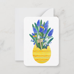 Paas eitje & Blauwe druif Muscari bloemen Notitiekaartje