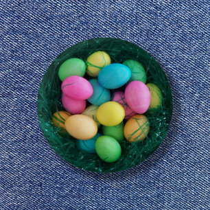 Paas eitje namaak gras nest vintage foto ronde button 3,2 cm