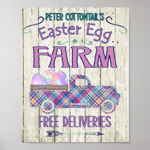 Paas eitjes boerderij antieke vrachtwagen geruite poster