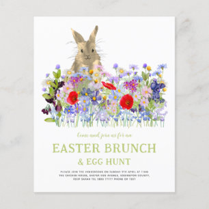 Paas eitjes jacht Brunch Schattig Konijn Bloem Bud Flyer