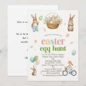Paas eitjes jacht uitnodiging - Cute Bunny Waterve (Voorkant / Achterkant)