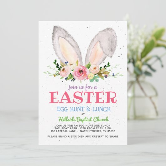 Paas eitjes jacht uitnodiging,  Kerk paas eitjes Kaart (Staand voorkant)