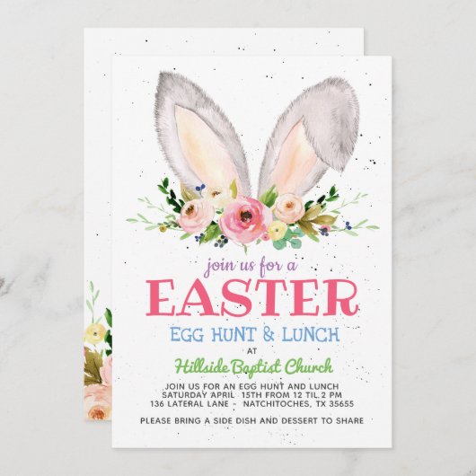 Paas eitjes jacht uitnodiging,  Kerk paas eitjes Kaart (Voorkant / Achterkant)