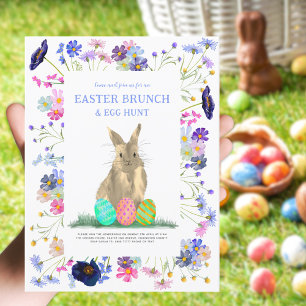 Paas eitjes jagen Brunch Schattig Konijn Bloem Bud Uitnodiging Briefkaart