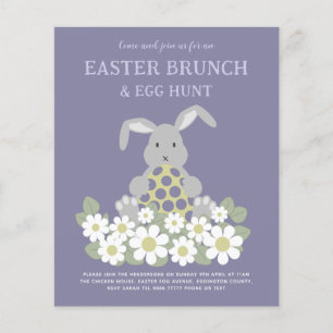 Paas eitjes jagen Brunch Schattig Konijn Bloemen B Flyer