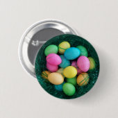 Paas eitjes nest foto ronde button 5,7 cm (Voorkant /achterkant)