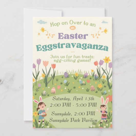 Paas Extravaganza Feest Uitnodiging – Leuk Voorjaa (Voorkant)
