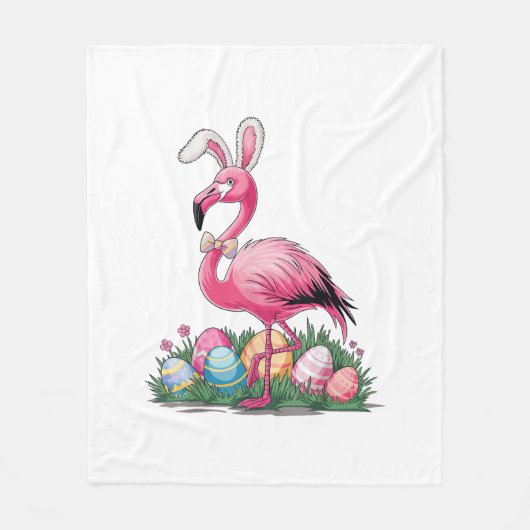 Paas Flamingo T-Shirt Fleece Deken (Voorkant)