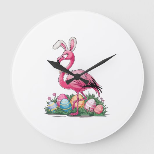 Paas Flamingo T-shirt Grote Klok (Voorkant)