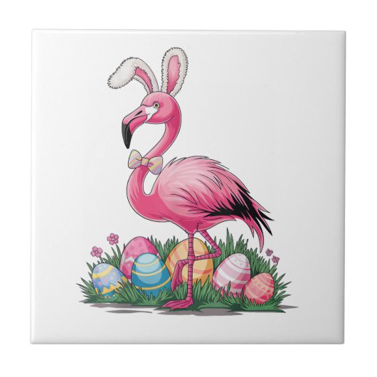 Paas Flamingo T-Shirt Tegeltje (Voorkant)