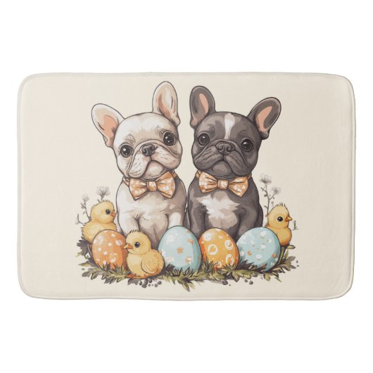 Paas Franse Bulldoggen Badmat (Voorkant)