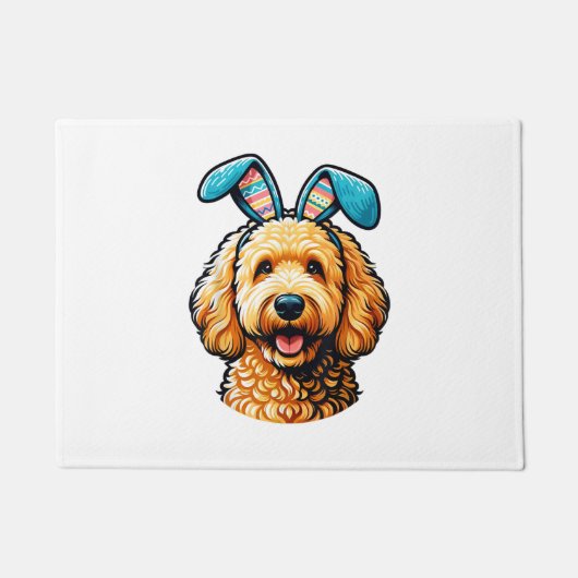 Paas Goldendoodle-hond met konijnenoren, Pasen Deurmat (Voorkant)