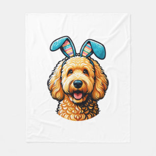Paas Goldendoodle Hond met Konijnenoren, Pasen Fleece Deken