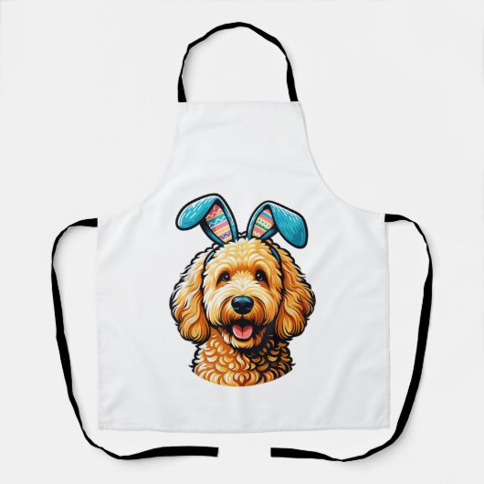 Paas Goldendoodle Hond met Konijnenoren, Pasen Schort (Voorkant)