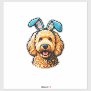Paas Goldendoodle-hond met konijnenoren, Pasen Sticker