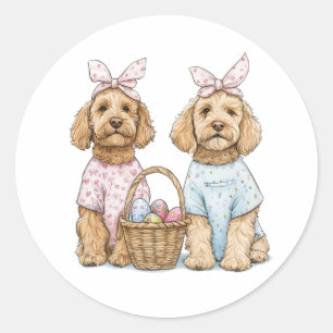 Paas Goldendoodle Honden Ronde Sticker