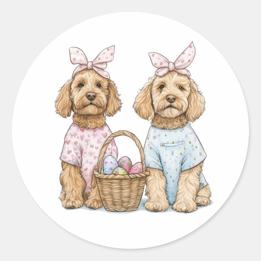Paas Goldendoodle Honden Ronde Sticker (Voorkant)