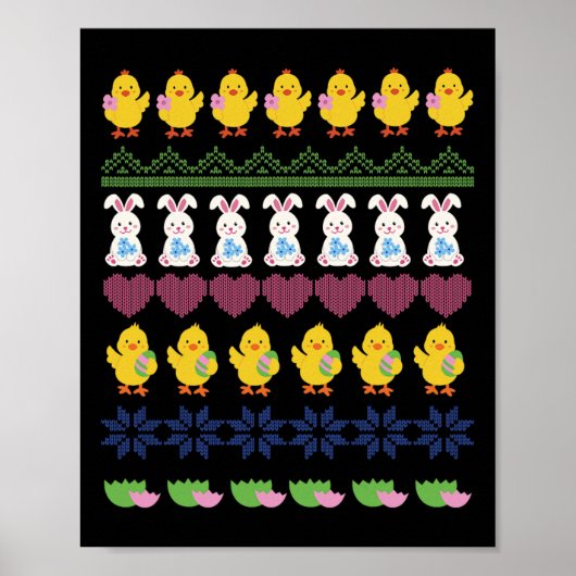 Paas Haakpatroon Kip Konijn Ei Poster (Voorkant)