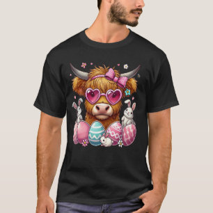 Paas Hoogland Koe Konijn Paashaas Paaseieren Meisj T-shirt