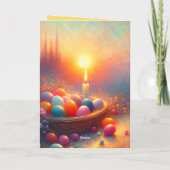 Paas Kaars Mandje Gevouwen Wenskaart Feestdagen Kaart (Achterkant)