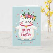 Paas Kaart met Stippen en Kat (Gele Bloem)