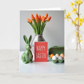 Paas Kaart met Stippen Feest Ei (Gele Bloem)