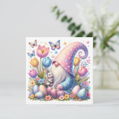 Paas-kabouter met konijn en lentebloemen (Staand voorkant)