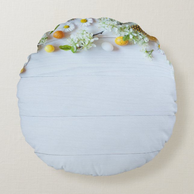 Paas kersenpruim: gele eieren. rond kussen (Voorkant)