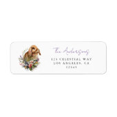 Paas Konijn Adres met Bloemen Etiket (Voorkant)