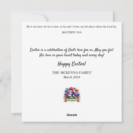 Paas Konijn Art Nouveau Bloementuin Feestdagenkaart (Achterkant)