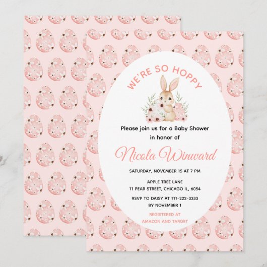 Paas Konijn Baby Shower Kaart (Voorkant / Achterkant)