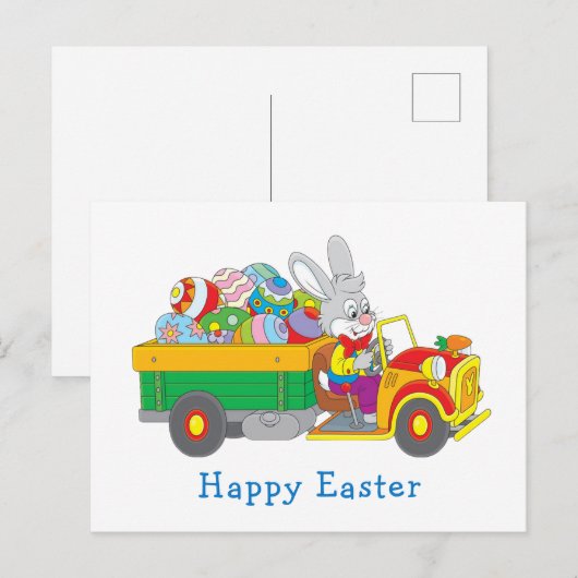 Paas Konijn Bezorgtruck Feestdagenkaart (Voorkant / Achterkant)