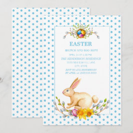 Paas Konijn Bloem Brunch Eierspel Kaart