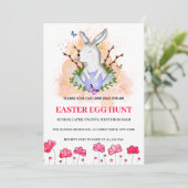 Paas Konijn, Bloemrijke Brunchen Eierspel Uitnodig Kaart (Staand voorkant)