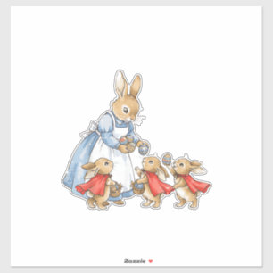 Paas Konijn Cottagecore Vintage Konijn Vrouwen Mei Sticker