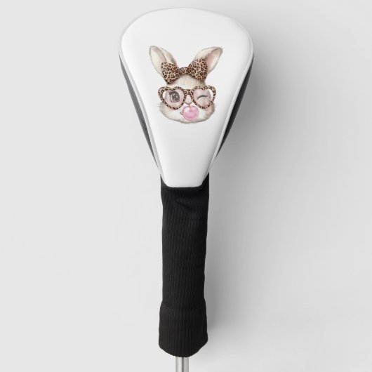 Paas Konijn Cute Bril Luipaard Konijn Konijn Eenvo Golfheadcover (Voorkant)