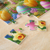 Paas Konijn Dorp, Pastelkleurige Cottages Legpuzzel (Zijkant)