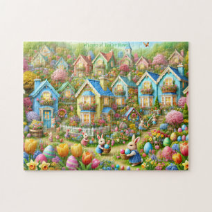 Paas Konijn Dorp, Pastelkleurige Cottages Legpuzzel