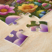 Paas Konijn Dorp Whimsical Lente Scene Legpuzzel (Zijkant)