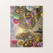 Paas Konijn Dorp Whimsical Lente Scene Legpuzzel (Verticaal)