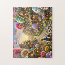 Paas Konijn Dorp Whimsical Lente Scene Legpuzzel