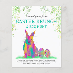 Paas Konijn Eieren Jacht Brunch Kleurrijk Konijn B Flyer
